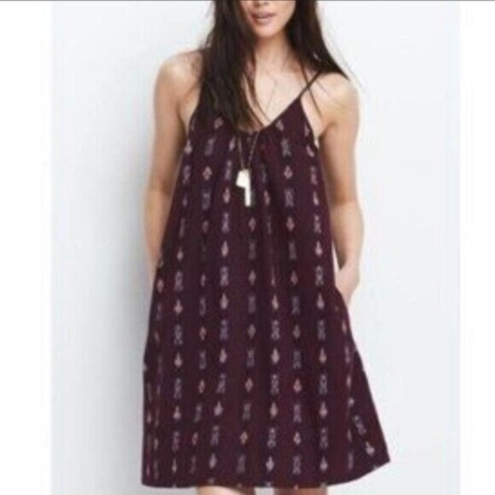 Madewell Sundress XXS Backyard Spaghetti Straps Pockets Boho Casual Maroon A4963